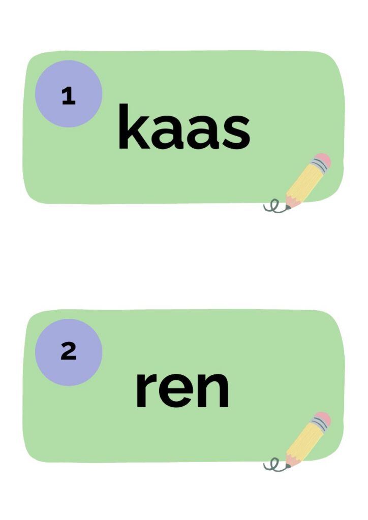 Voorbeeld van Beweegdictee woorden - Lijn 3 thema 2