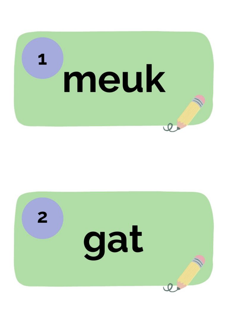 Voorbeeld van Beweegdictee woorden - Lijn 3 thema 4