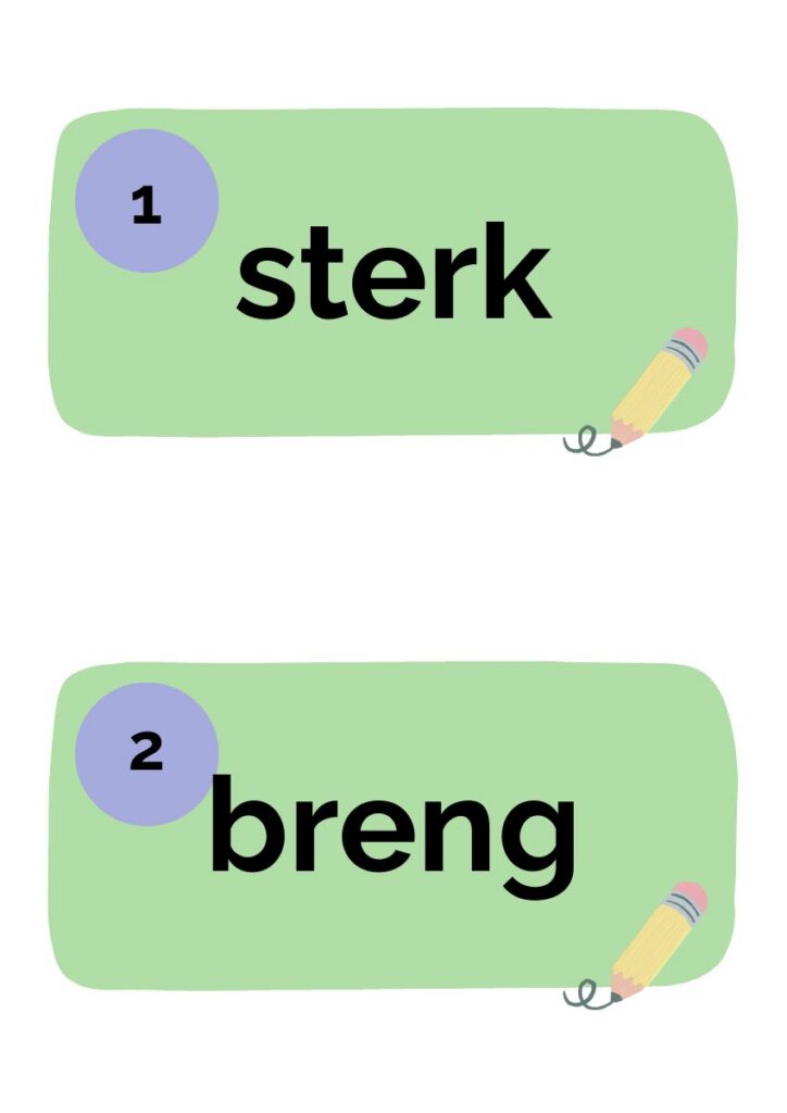 Voorbeeld van Beweegdictee woorden - Lijn 3 thema 7