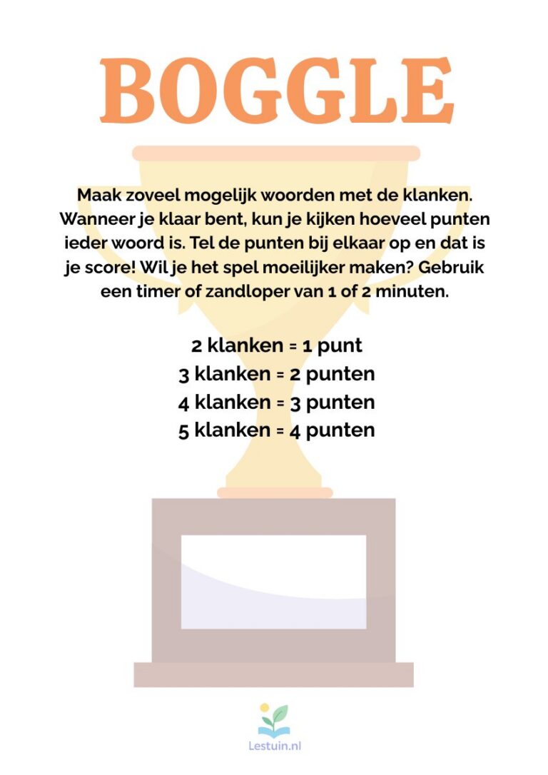 Voorbeeld van Boggle met klanken voor groep 3