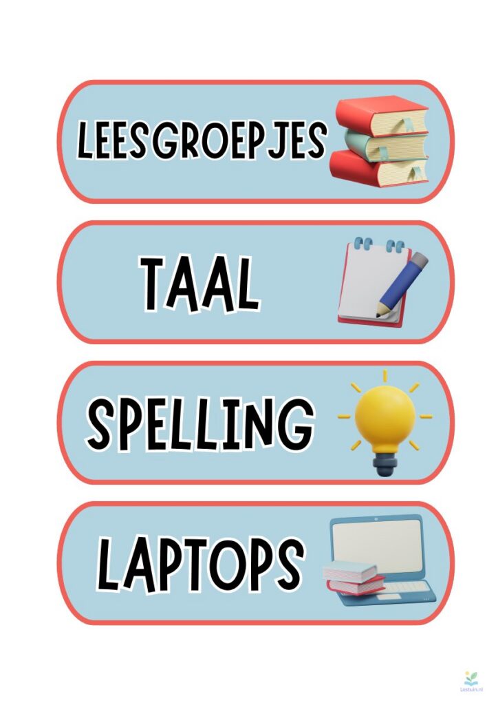 Voorbeeld van Dagritmekaarten voor de basisschool