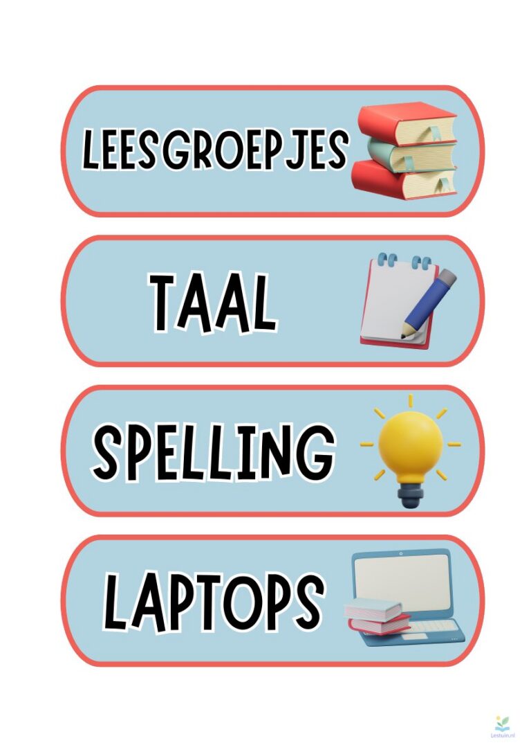 Voorbeeld van Dagritmekaarten voor de basisschool