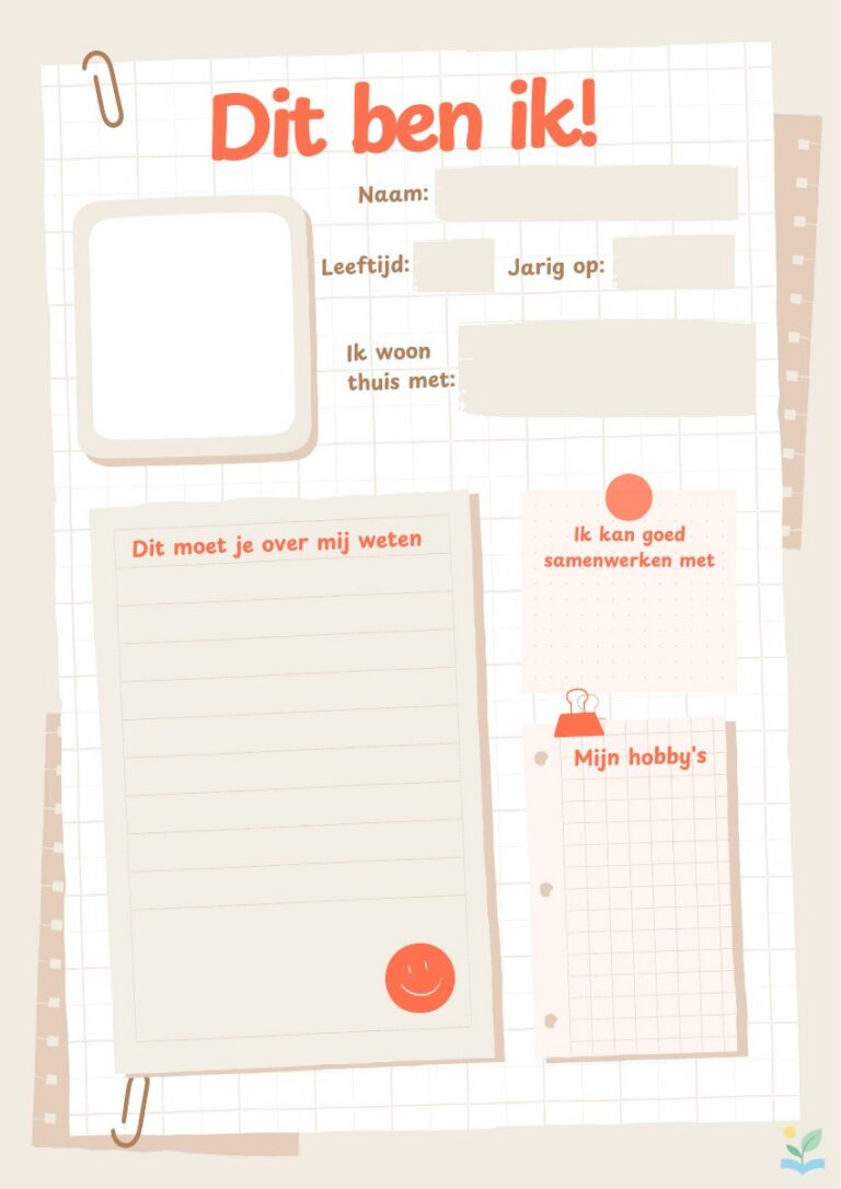 Voorbeeld van Dit ben ik - werkblad voor de eerste schooldag