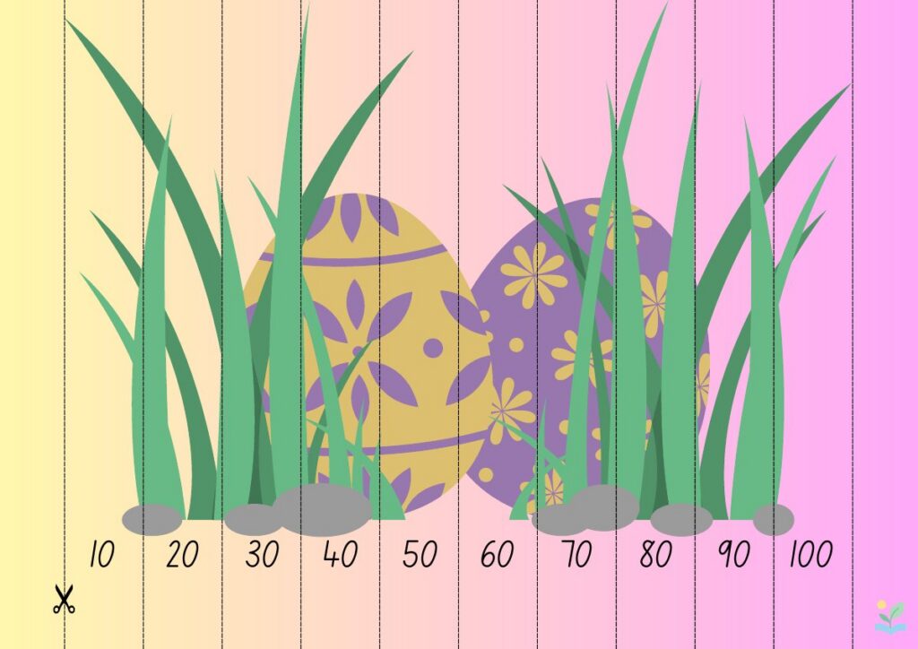 Voorbeeld van Knipwerkje sprongen van 10 - Pasen