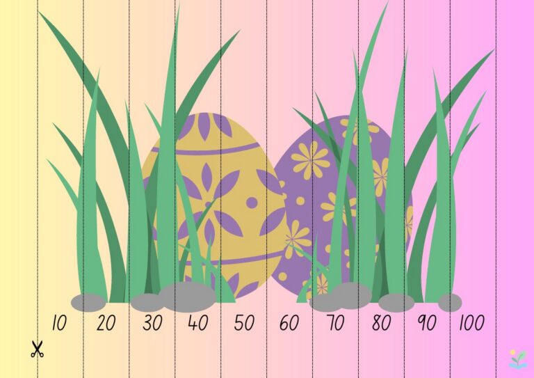 Voorbeeld van Knipwerkje sprongen van 10 - Pasen