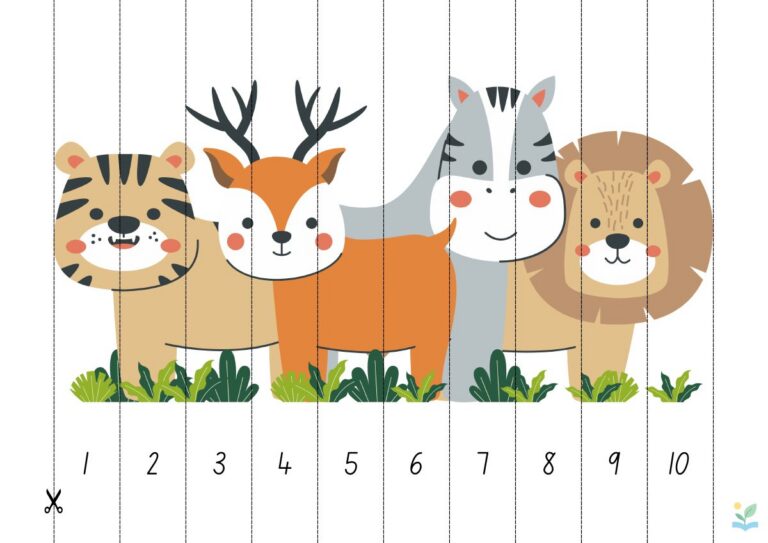 Voorbeeld van Knipwerkje tellen 1 tot 10 - dieren