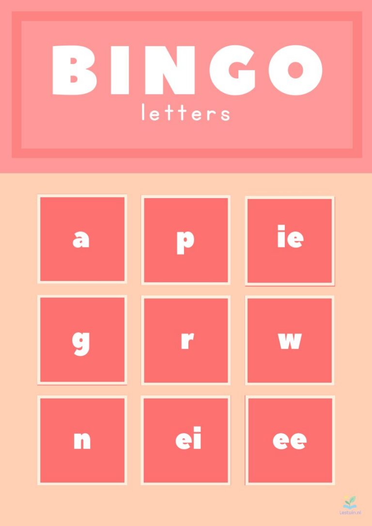Voorbeeld van Letterbingo voor groep 3