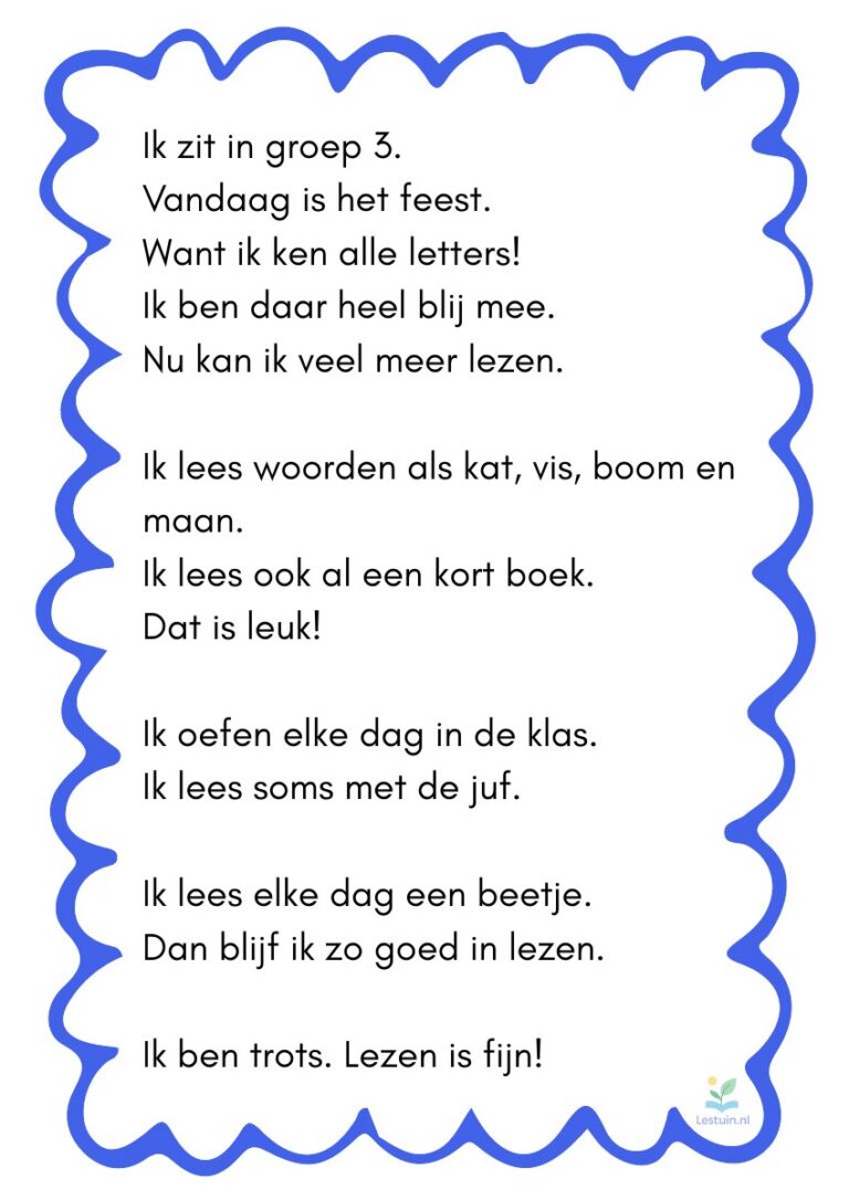 Voorbeeld van Letterfeest leestekst voor groep 3