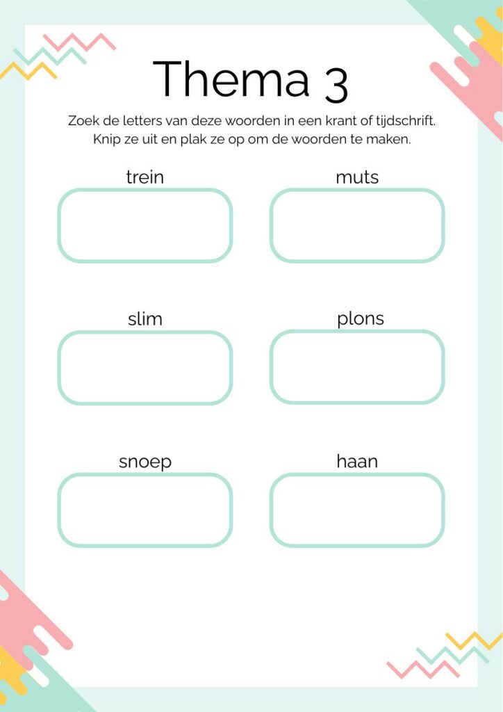 Voorbeeld van Letters knippen - Lijn 3 thema 3