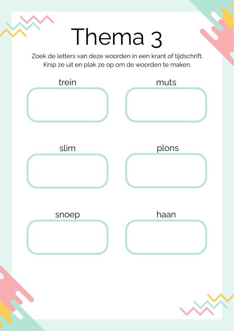 Voorbeeld van Letters knippen - Lijn 3 thema 3