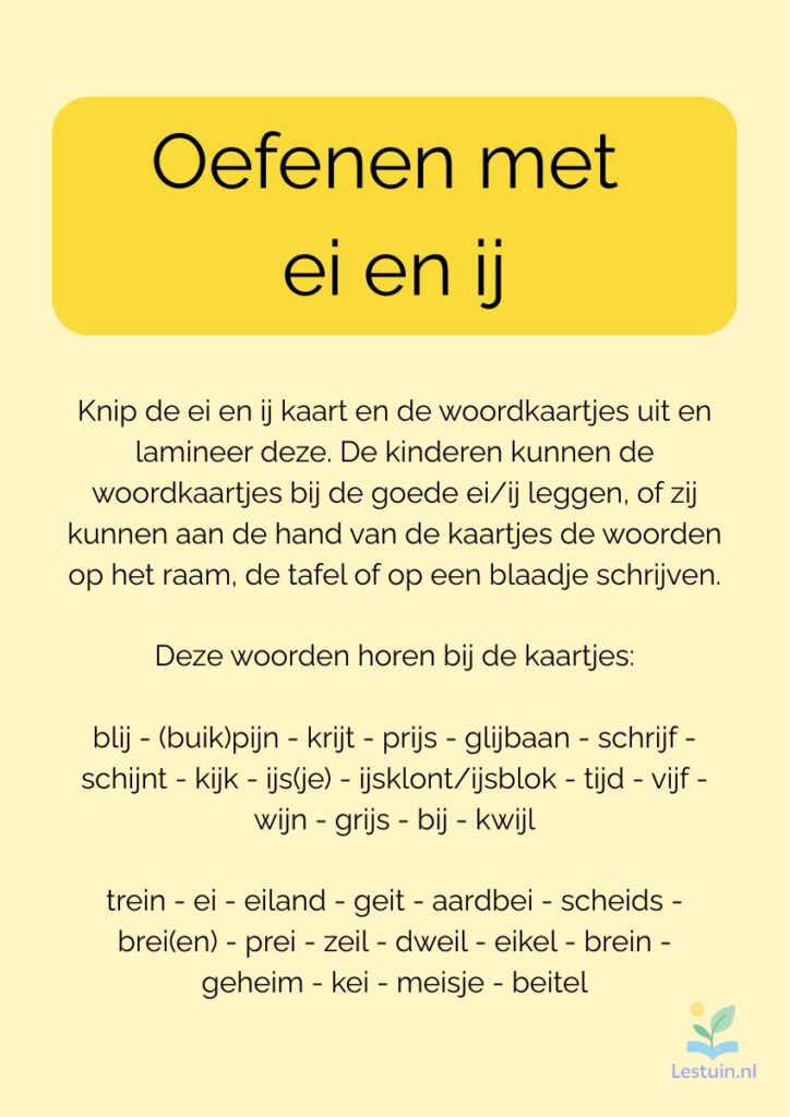 Voorbeeld van Oefenen met ei en ij