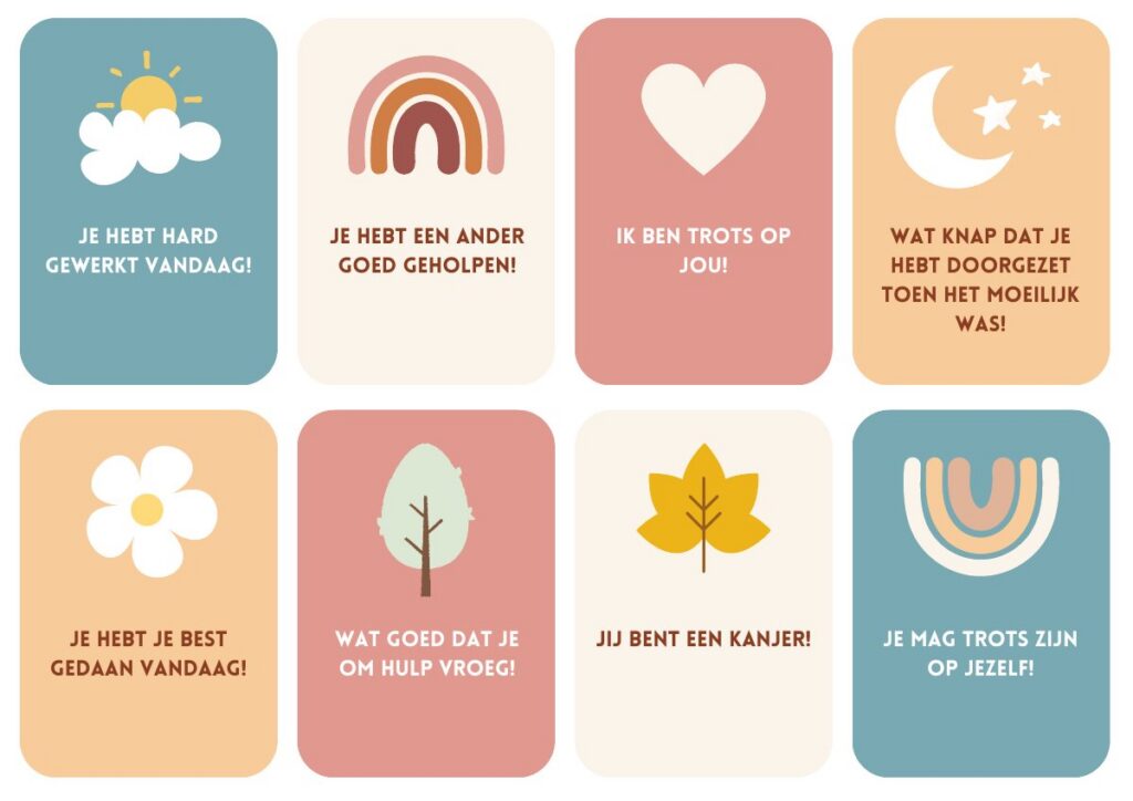 Voorbeeld van Procesgerichte complimentenkaartjes