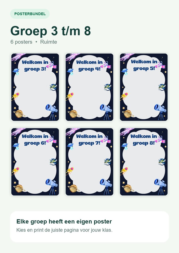 Voorbeeld van Welkomstposters groep 3 t/m 8 - ruimte