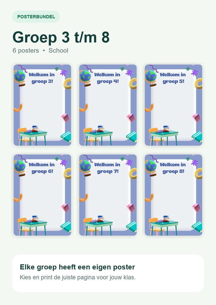 Voorbeeld van Welkomstposters groep 3 t/m 8 - school