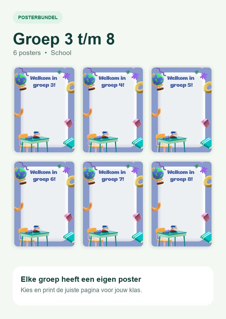 Voorbeeld van Welkomstposters groep 3 t/m 8 - school