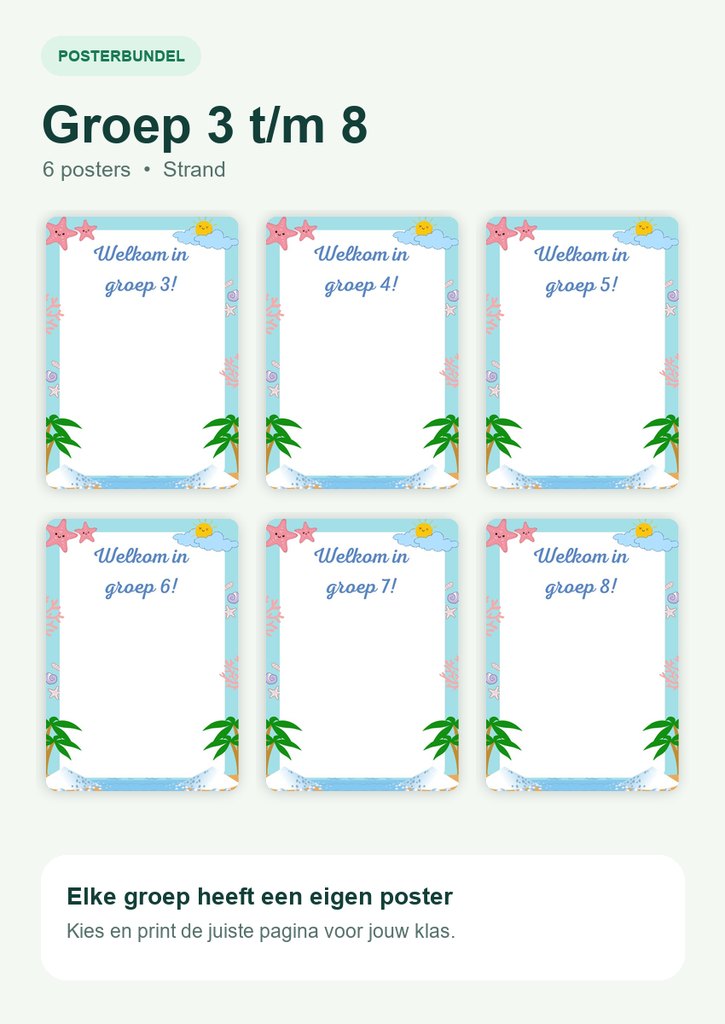 Welkomstposters groep 3 t/m 8 – strand